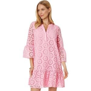 Lilly Pulitzer Bekah Three-Quarter Eyelet Tunic Dress Peony Pink Small NWT
